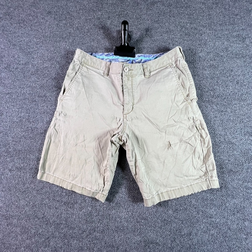 Tommy Bahama Shorts Men’s 32 beige Chino Cotton Blend Casual Flat Front Preppy